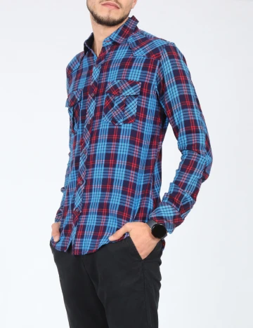 Camasa Zara, albastru/rosu