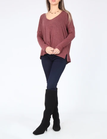 Bluza Oversize Zara, roz pudra inchis/bleumarin