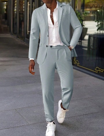 
						Costum SHEIN, albastru deschis