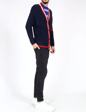 Cardigan Bershka, bleumarin/rosu