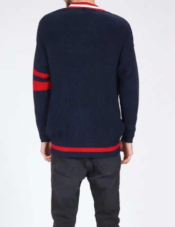 Cardigan Bershka, bleumarin/rosu