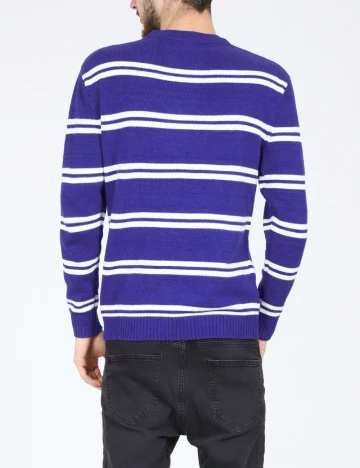 Pulover Bershka, alb/albastru