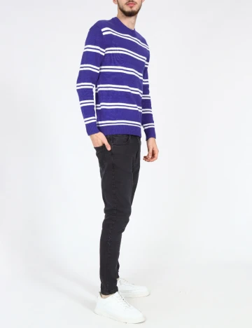 Pulover Bershka, alb/albastru