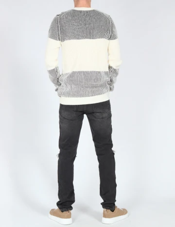 Pulover Bershka, ecru/negru