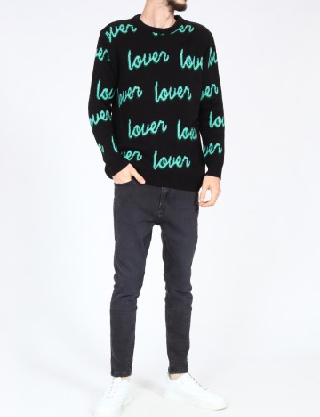 Pulover Pull&Bear, negru/verde