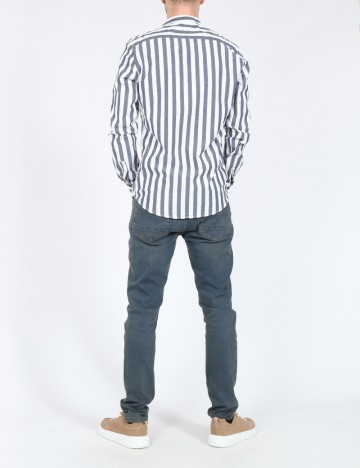 Camasa Pull&Bear, alb/albastru