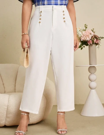 Pantaloni Emery Rose Curve, alb