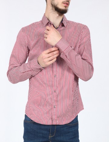 
						Camasa Zara, rosu/alb