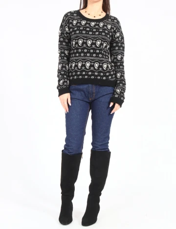 Pulover Zara, negru/alb