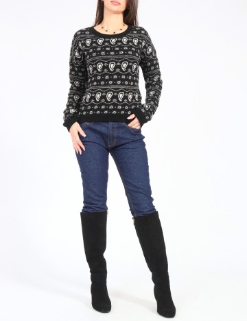 Pulover Zara, negru/alb