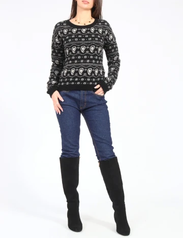 Pulover Zara, negru/alb