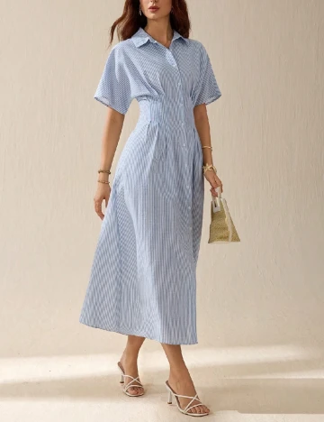 Rochie medie SHEIN, albastru/alb