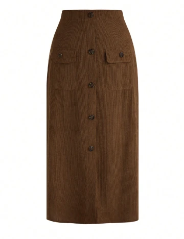 Fusta SHEIN CURVE, maro