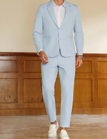 
						Costum SHEIN Plus Size Men, albastru deschis