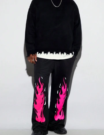 Pantaloni SHEIN Plus Size Men, negru