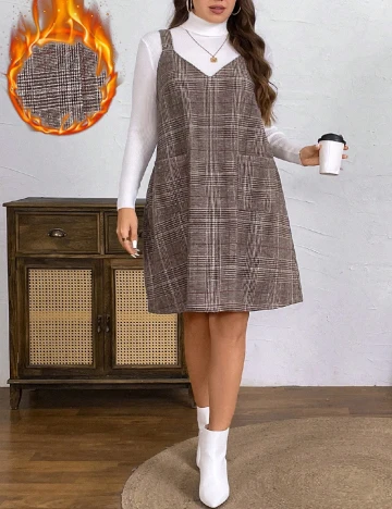 Rochie scurta SHEIN CURVE, maro