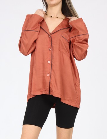 Bluza de pijama Oysho, caramiziu