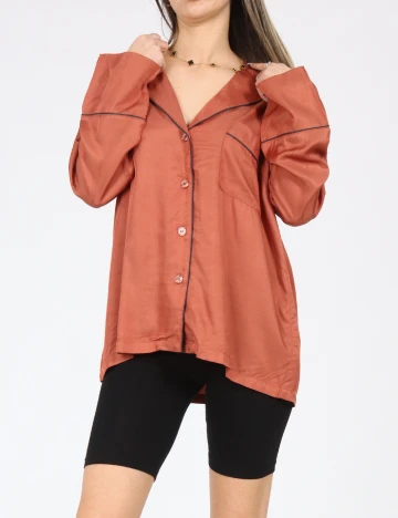 Bluza de pijama Oysho, caramiziu