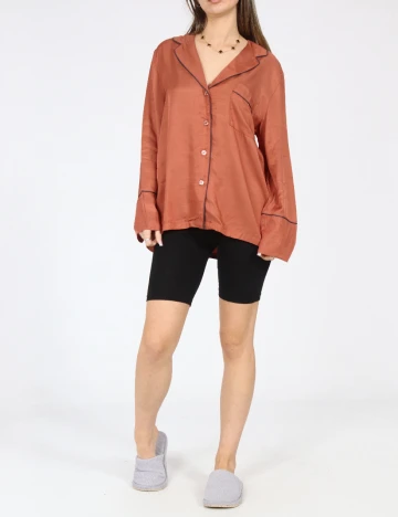 Bluza de pijama Oysho, caramiziu