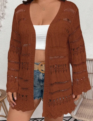 Cardigan SHEIN CURVE, maro