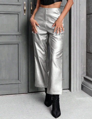 Pantaloni SHEIN, argintiu