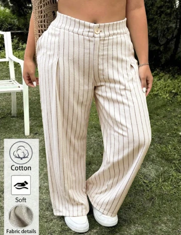 Pantaloni SHEIN CURVE, ecru