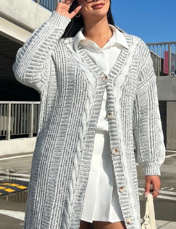 Cardigan SHEIN CURVE, gri deschis