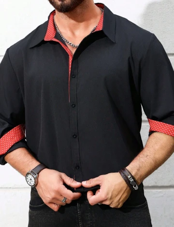 Camasa SHEIN Plus Size Men, negru