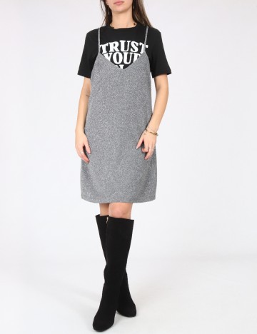 
						Rochie scurta Zara, negru/argintiu