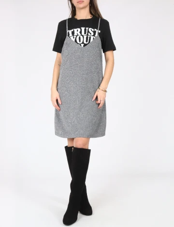 Rochie scurta Zara, negru/argintiu