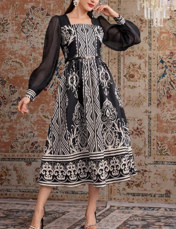 Rochie medie SHEIN, negru/ecru