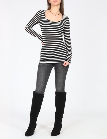 Bluza Pull&Bear, alb/negru