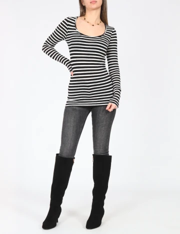 Bluza Pull&Bear, alb/negru