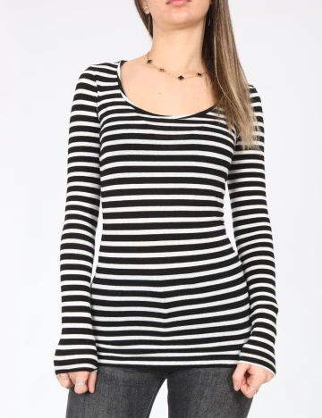 Bluza Pull&Bear, alb/negru