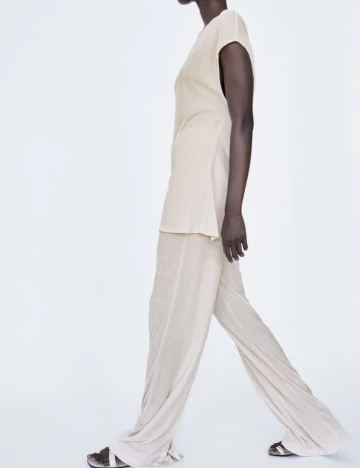 Pantaloni Zara, ecru