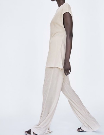 Pantaloni Zara, ecru