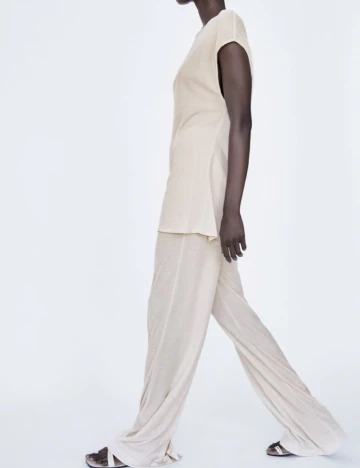 Pantaloni Zara, ecru