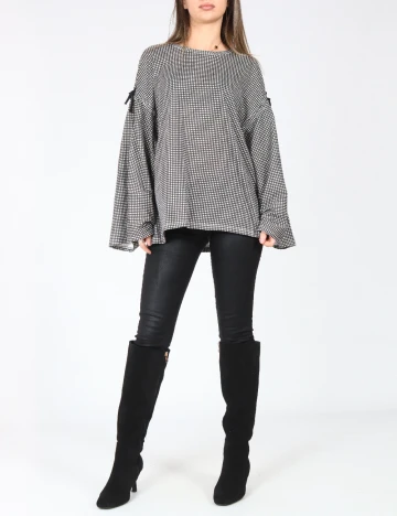 Bluza Oversize Zara, alb/negru