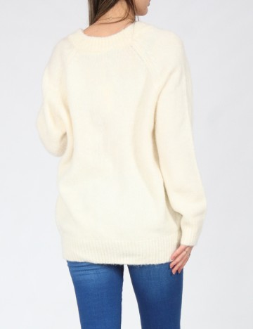 Pulover Oversize Bershka, ecru