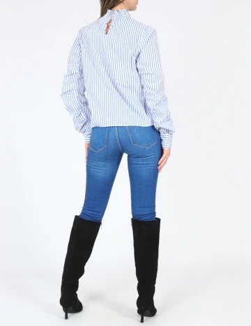 Bluza Bershka, alb/albastru