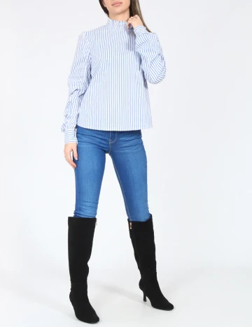 Bluza Bershka, alb/albastru