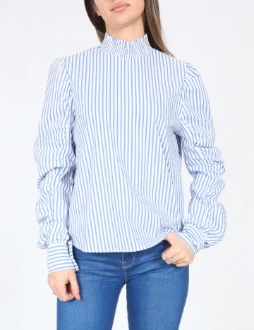 Bluza Bershka, alb/albastru