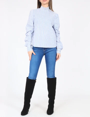 Bluza Bershka, alb/albastru