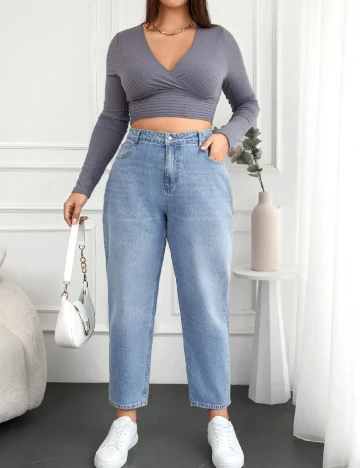 Blugi Zaroli Plus Size, albastru