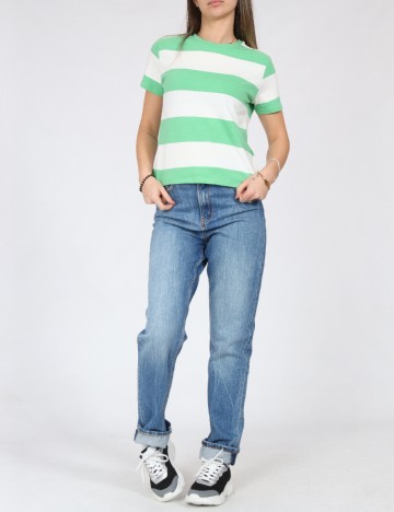 Tricou Jacqueline de Yong, verde/alb