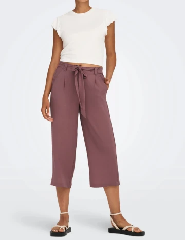 Pantaloni trei sferturi Only, roz pudra