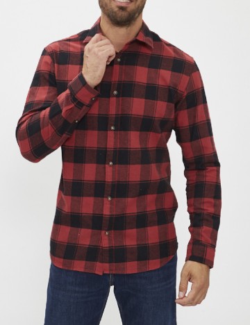 
						Camasa Jack&Jones, rosu/negru