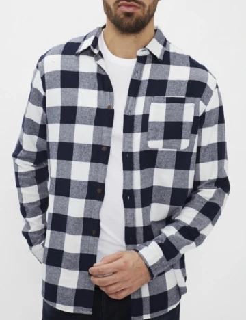 Camasa Jack&Jones, bleumarin/alb