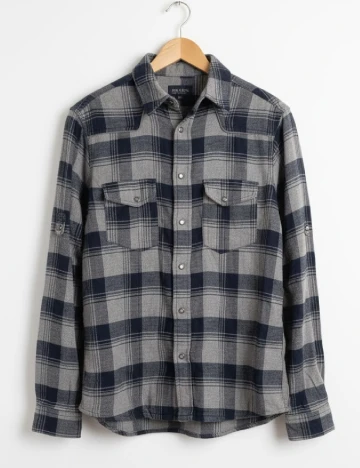 Camasa Zara, gri/bleumarin