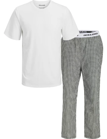 Pijama Jack&Jones, alb/negru